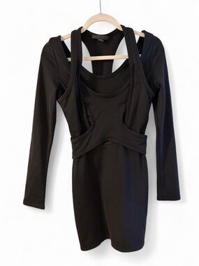 Alexander Wang Ponte Cut-Out Harness Dress Black Sz 6 SS2010 Runway Bodycon Mini